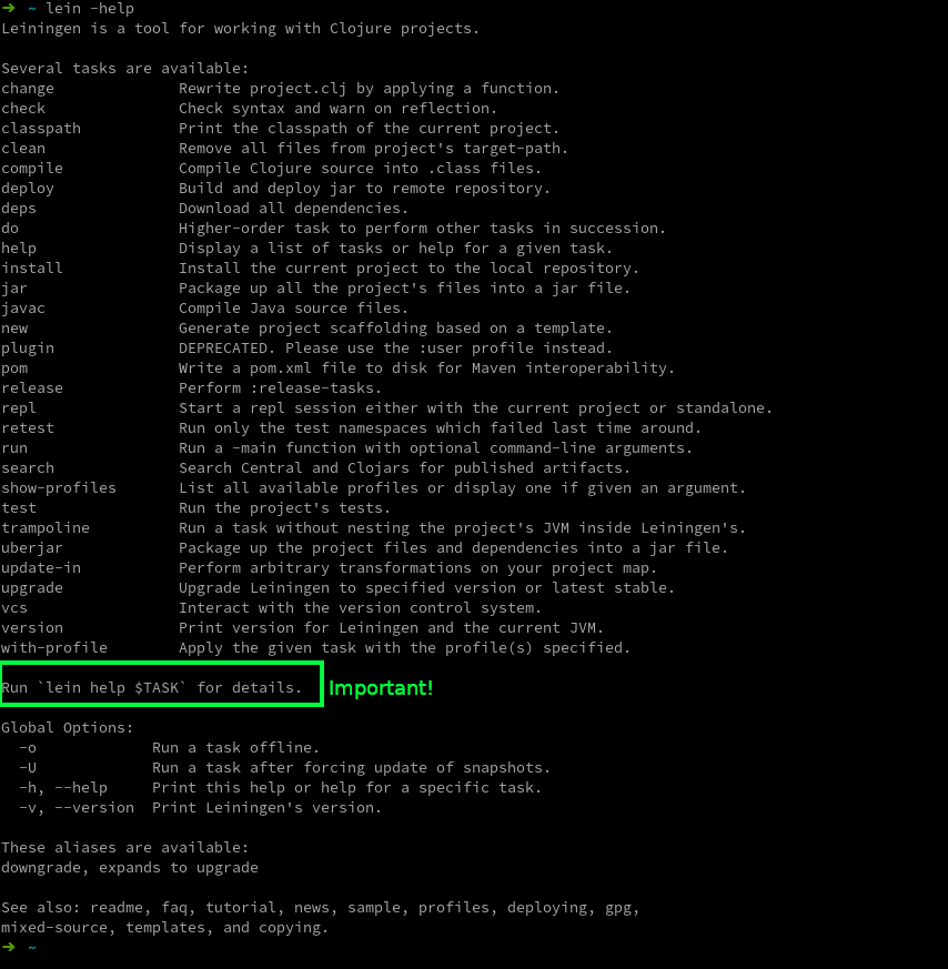 Lein version command